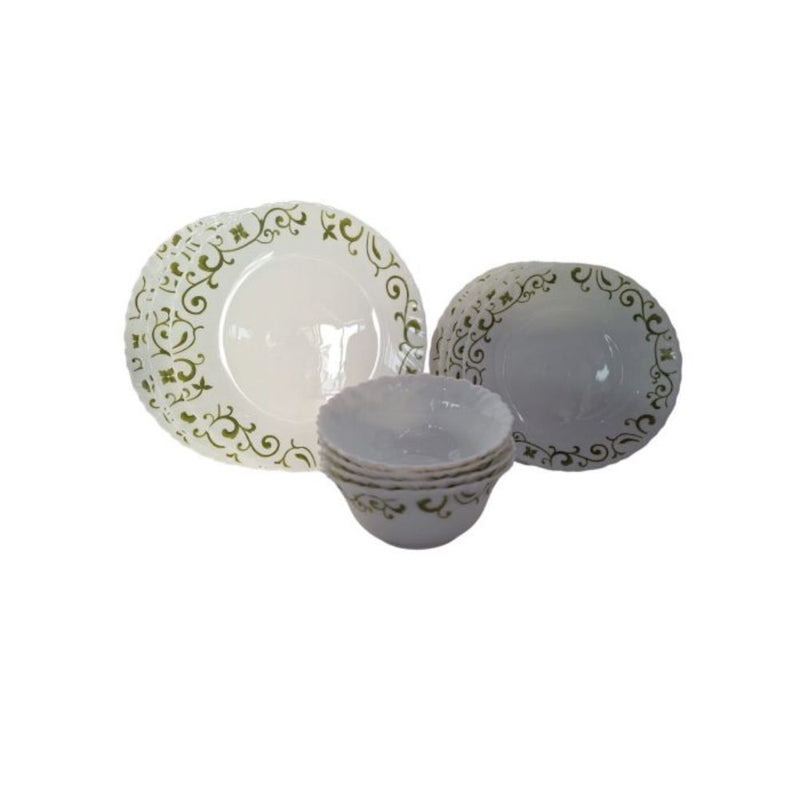 LA OPALA | Classique 12 Pcs Dinner Set SWIRLS GREEN | TLO006