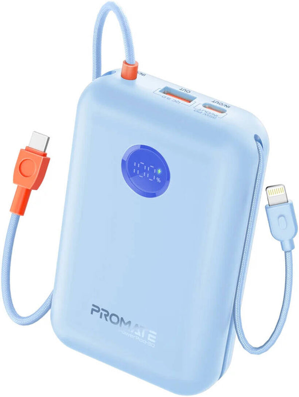 PROMATE | 30000 Mah Ultrs Fast Compact PB With USC-C And Lightning Cable whi | POWERPOD-30.BLUE