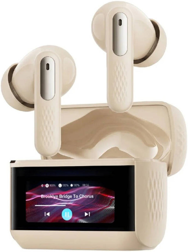 PROMATE | TWS -ANC-ENC With Smart IPS Touch Display Earphones Beige | ARIX.BEIGE