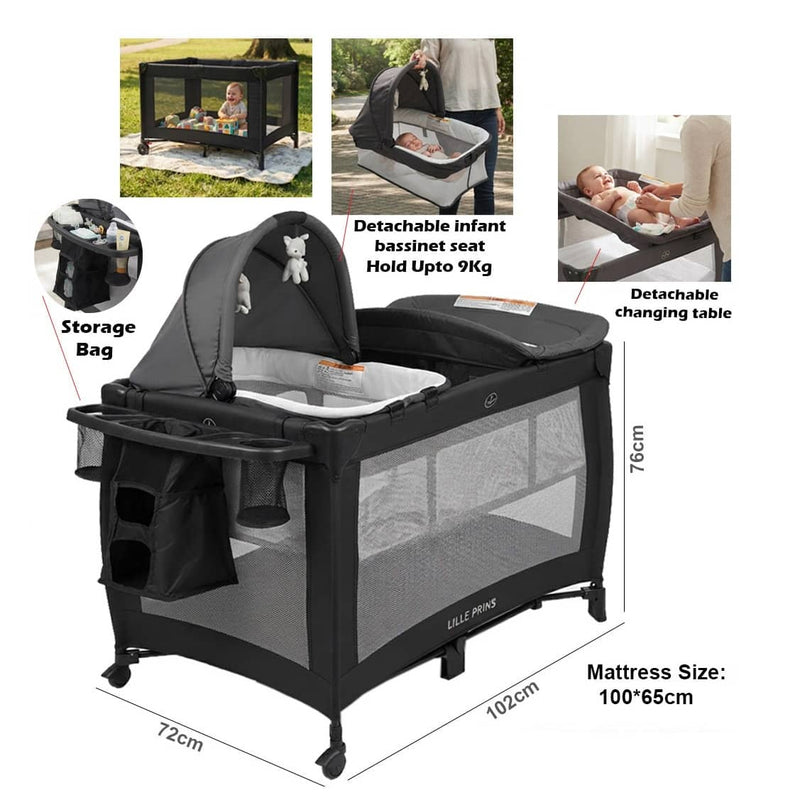 Baby Travel Cot with Removable Bassinet Seat & Changing Table | bd357-08