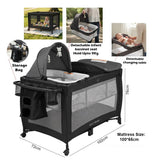 Baby Travel Cot with Removable Bassinet Seat & Changing Table | bd357-08