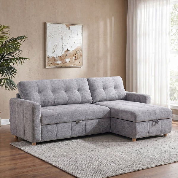 DANUBE | Jaizell 3-Seater Reversible Fabric Corner Sofa Bed with Storage - Grey | 810302801567