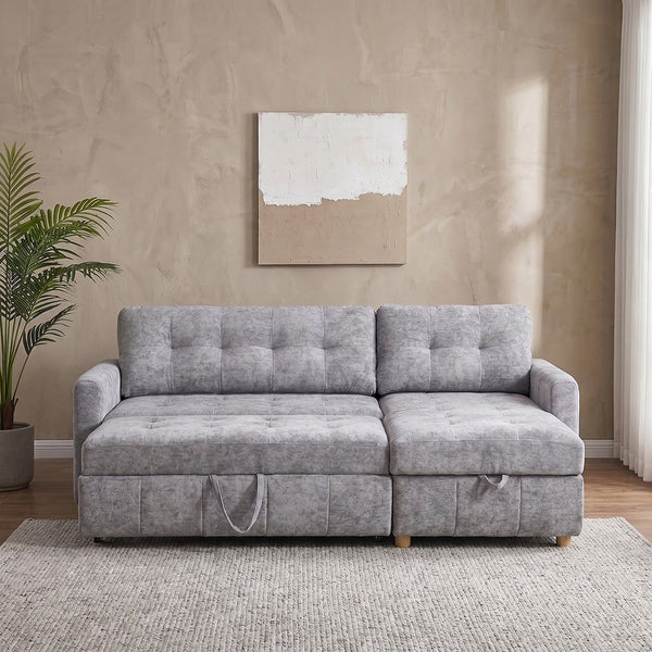 DANUBE | Jaizell 3-Seater Reversible Fabric Corner Sofa Bed with Storage - Grey | 810302801567