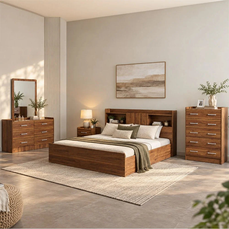 DANUBE | Supreme 180X200 King Bed-Light Walnut | 810100100805