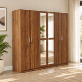 DANUBE | Supreme 6Door Wardrobe With Mirror-Light Walnut | 810100700761