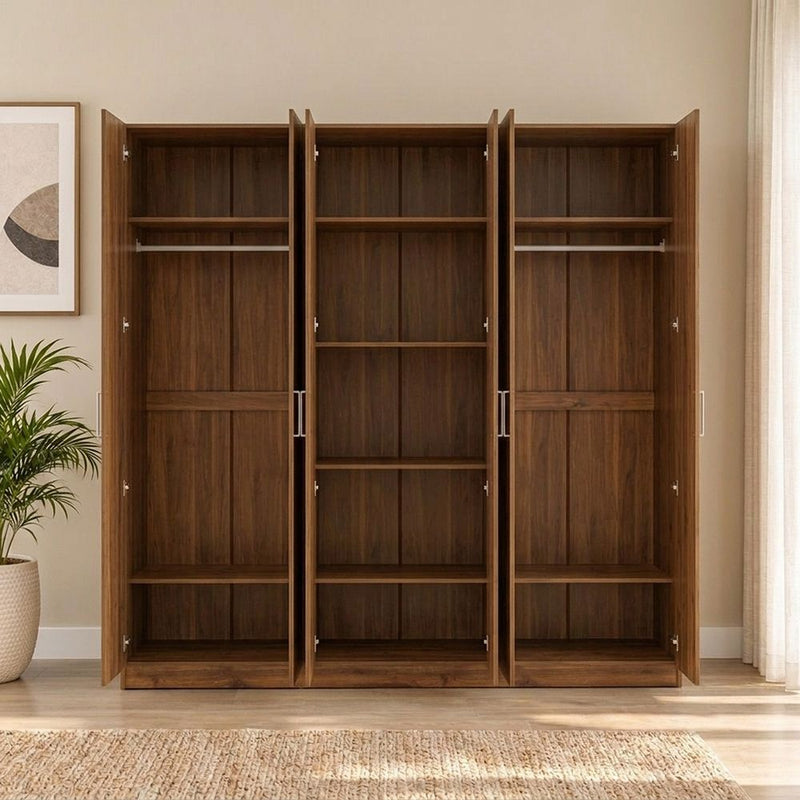 DANUBE | Supreme 6Door Wardrobe With Mirror-Light Walnut | 810100700761