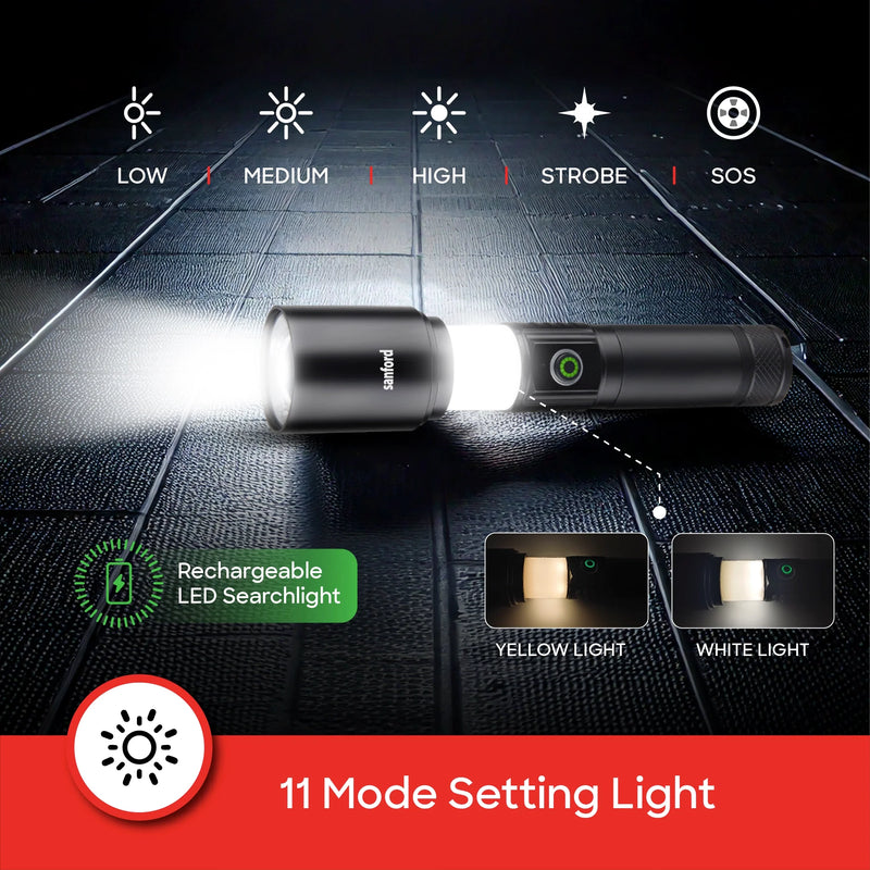 SANFORD | Spectra V2 Rechargeable LED Search Light With Zoom and 11 Modes | SF4677SL