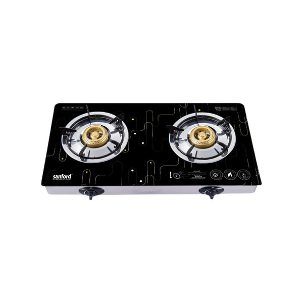 SANFORD | 2-Burner Gas Stove With 8mm Tempered Glass Panel and Heavy Cast Iron Burner | SF5361GC