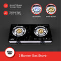 SANFORD | 2-Burner Gas Stove With 8mm Tempered Glass Panel and Heavy Cast Iron Burner | SF5361GC