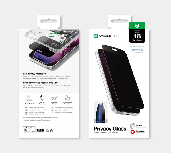 AMAZINGTHING |  iPhone 18 Pro Max Titan Care Matte Privacy Glass | IP18XMPFGLA