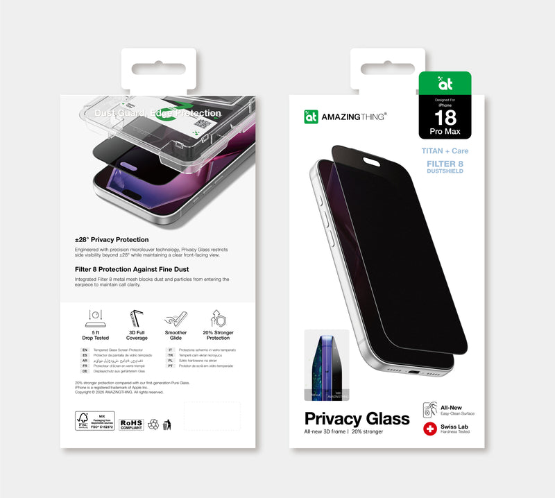 AMAZINGTHING |  iPhone 18 Pro Max Titan Care Matte Privacy Glass | IP18XMPFGLA