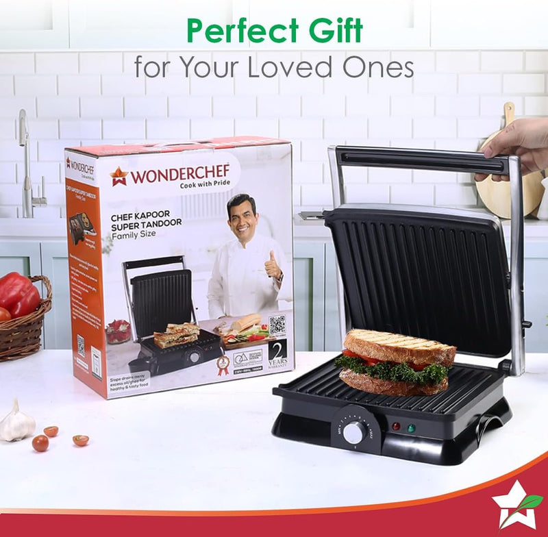 WONDERCHEF | Wonderchef Sanjeev Kapoor Tandoor Family Size, Electric Griller, Toaster & Sandwich Maker, 1600 Watt | 52121212