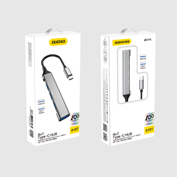 DUDAO | 4IN1 HUB Type-C Concentrator Gray | A16T-G