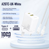 DUDAO | Home Charger PD+QC 25W With Type C Cable-WHT | A26TCUK-W