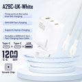 DUDAO | Home Charger PD65W USB-A+C+C With Type C TO C Cable White | A29CUK-W