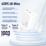 DUDAO | Home Charger PD45W USB-Type C TO Type C Cable White | A28PCUK-