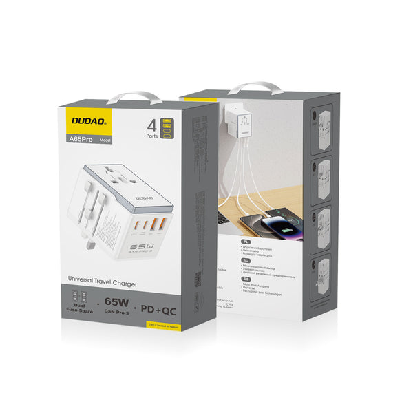 DUDAO | Universal Travel Adapter 65W White | A65PRO-W