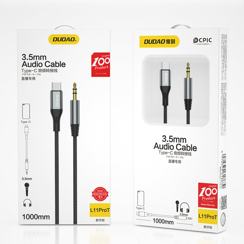 DUDAO | Cable AUX To Type C Black | L11PROT-B