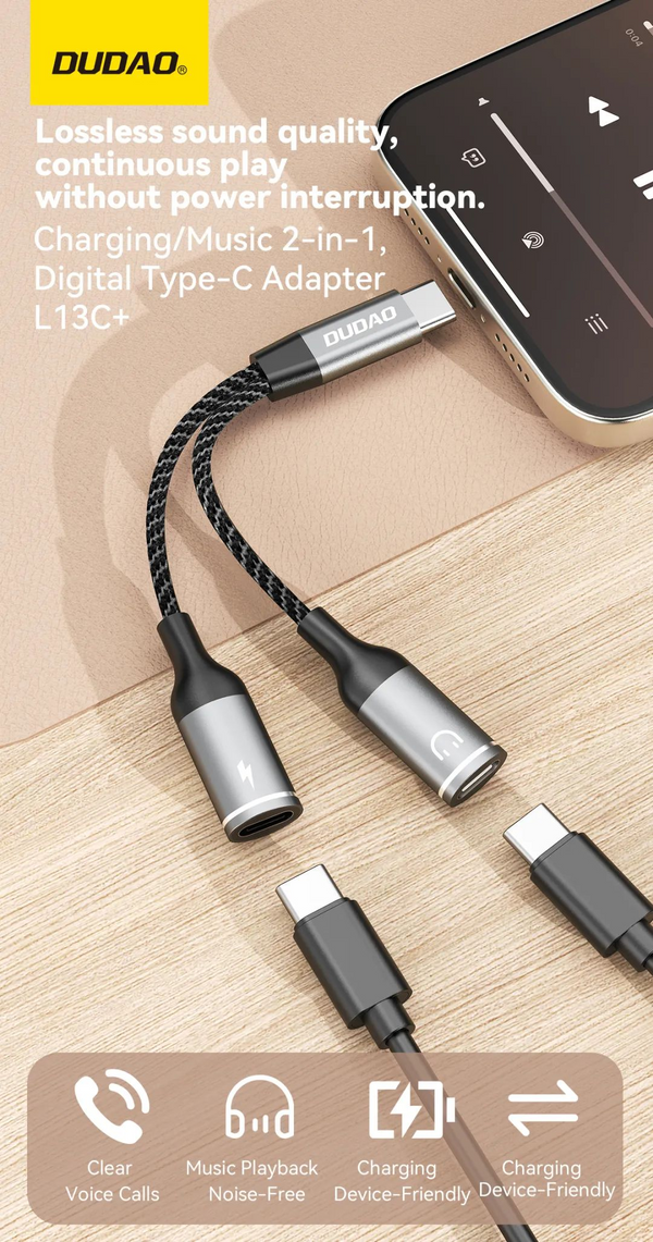 DUDAO | Cable  2IN1 Type C TO Type C Gray | L13C+-G