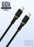 DUDAO | Cable Type C TO Type C 60W Silicone Black | L25C-1MB