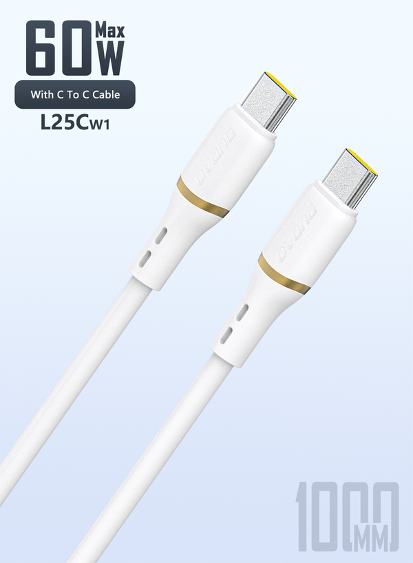 DUDAO | Cable Type C TO Type C 60W Silicone White | L25C-1MW