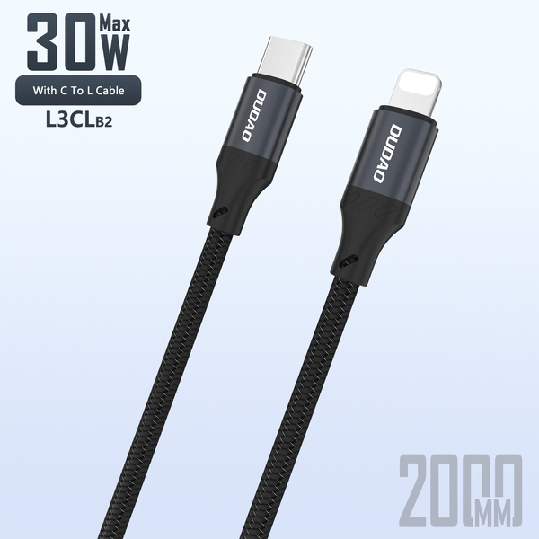 DUDAO | Cable 30W PD Type C TO Lightning 2M Black | L3CL-2MB