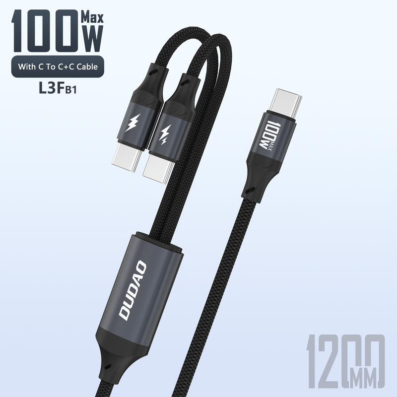 DUDAO | Cable 100W PD 2IN1  1.2M  Black | L3F-B