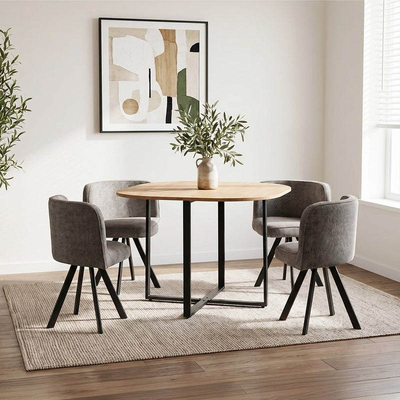 Gastein 1+4 Dining Set - Natural Oak/Grey | 811600100397