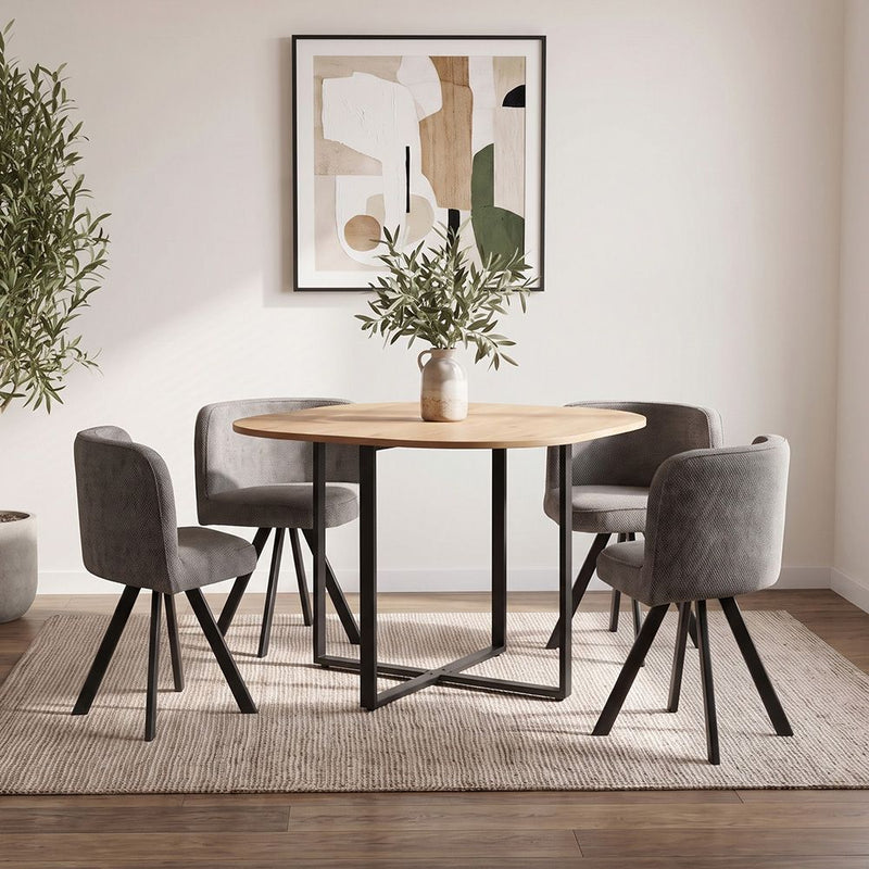 Gastein 1+4 Dining Set - Natural Oak/Grey | 811600100397