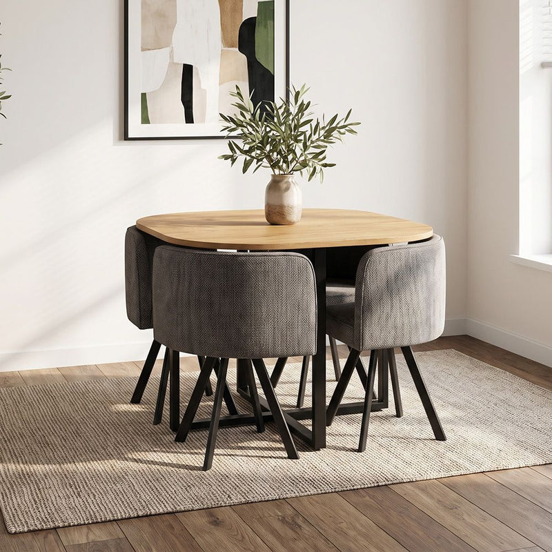 Gastein 1+4 Dining Set - Natural Oak/Grey | 811600100397