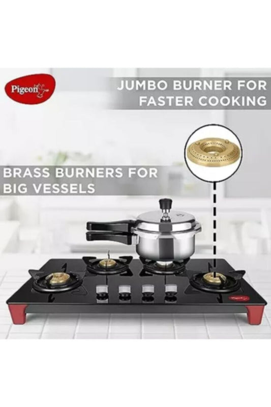 PIGEON | Infinity-Auto 4 Burner Glass Gas Stove Black | PGN103HHL00069