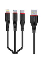 PLATINUM | Smart Series Car Charger Qc + 3In1 Cable - Black | P-BDCLAQ3N1