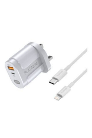 PLATINUM | Vital Series PD Wall Charger + PD Cable C-L - White | P-COMVPDLWH