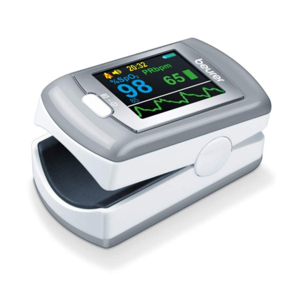 BEURER | Fingertip Pulse Oximeter, Medical Device with 4 Colored Graphic Display Formats, Grey | PO 80