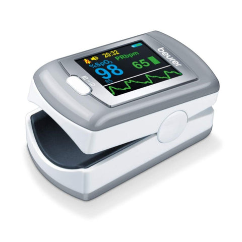 BEURER | Fingertip Pulse Oximeter, Medical Device with 4 Colored Graphic Display Formats, Grey | PO 80