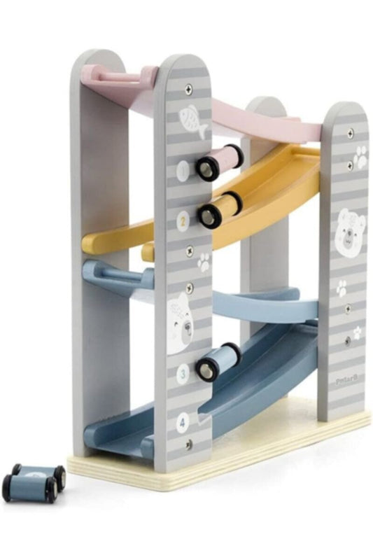 POLARB | Wooden Car Slider with 4 Mini Cars Toy  | 44013
