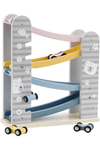 POLARB | Wooden Car Slider with 4 Mini Cars Toy  | 44013