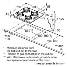 BOSCH | Serie 2 Built-In Gas Hob 60cm Tempered Glass Black | POP6C6O80M