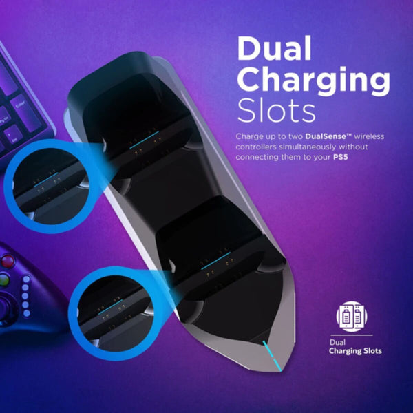 VERTUX | DualDock Charging Hub For PS5 DualSense Controller White | POWERBASE-PS5.WHITE