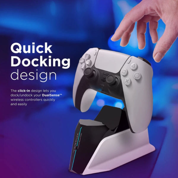 VERTUX | DualDock Charging Hub For PS5 DualSense Controller White | POWERBASE-PS5.WHITE