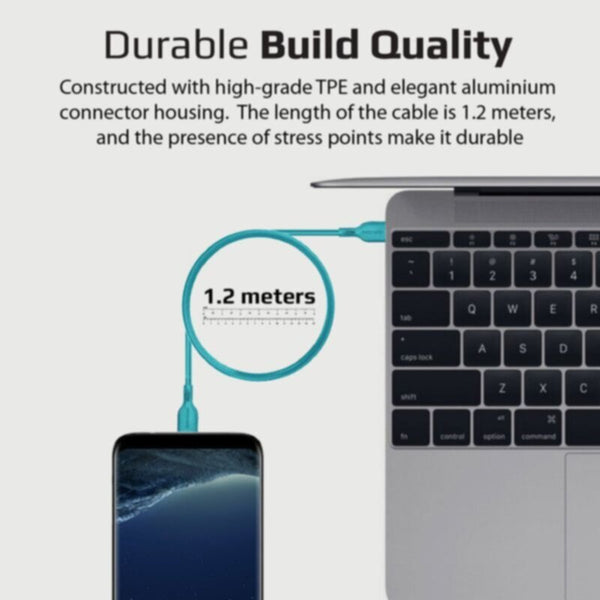 PROMATE | 60W Power Delivery Enabled USB-C to USB-C Data Sync & Charge Cable Blue | POWERBEAM-CC.BLUE