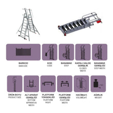 SARAYLI | Double Sliding Foldable Platform Ladder | 8104-C