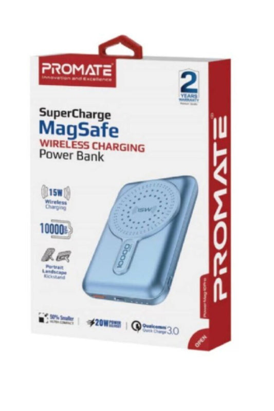 PROMATE | 10000Mah Magsafe Wireless Powerbank With 20W USB-C, QC3.0 And Kickstand Blue | TE0188885