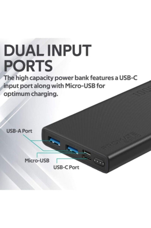 PROMATE | 10000mAh Portable Charger, Fast Charging 2.0A Dual USB Premium Battery Power Bank France | TE0188451