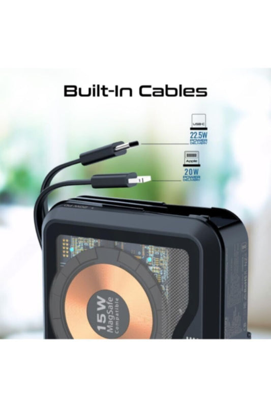 PROMATE | 10000mAh Transparent Powerbank With 15W Magsafe Wireless Charger | TE0204119
