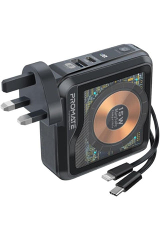 PROMATE | 10000mAh Transparent Powerbank With 15W Magsafe Wireless Charger | TE0204119