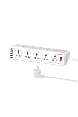 PROMATE | 10 AC Socket Space Efficient Power Strip 20W USB-C Power Delivery Quick Charge 3.0 Port | TE0187965