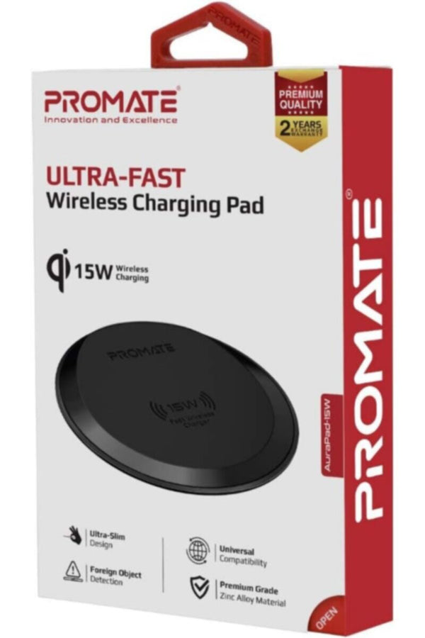 PROMATE | 15W Ultra-Slim Qi Wireless Charger With Anti-Slip Coating, Grey | TE0165141