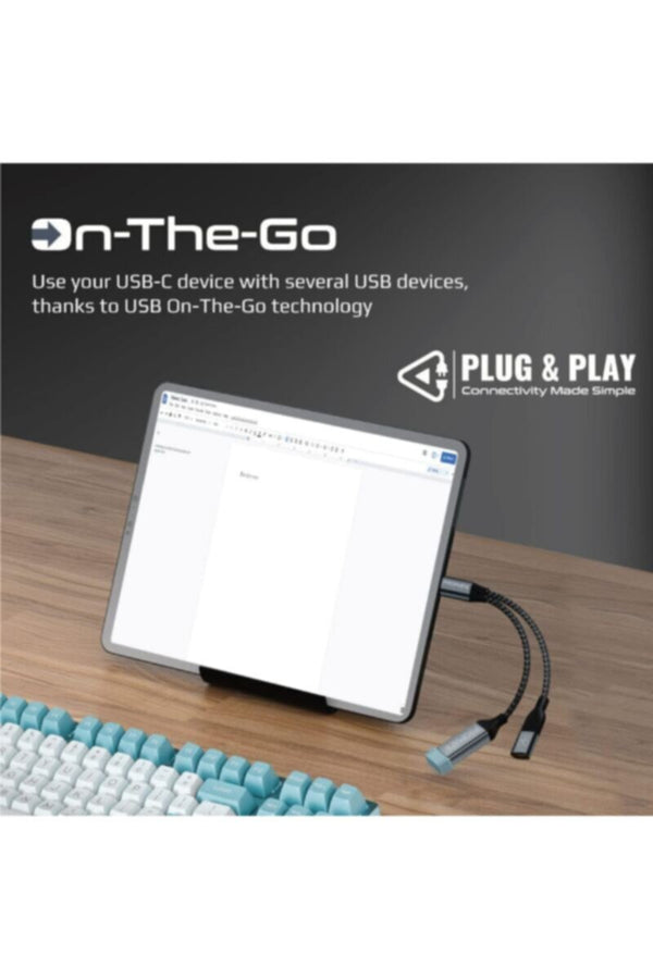 PROMATE | 2-In-1 USB-C OTG Cable With USB-A And USB-C Connectivity | TE0181271