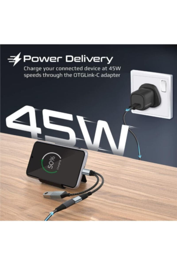 PROMATE | 2-In-1 USB-C OTG Cable With USB-A And USB-C Connectivity | TE0181271